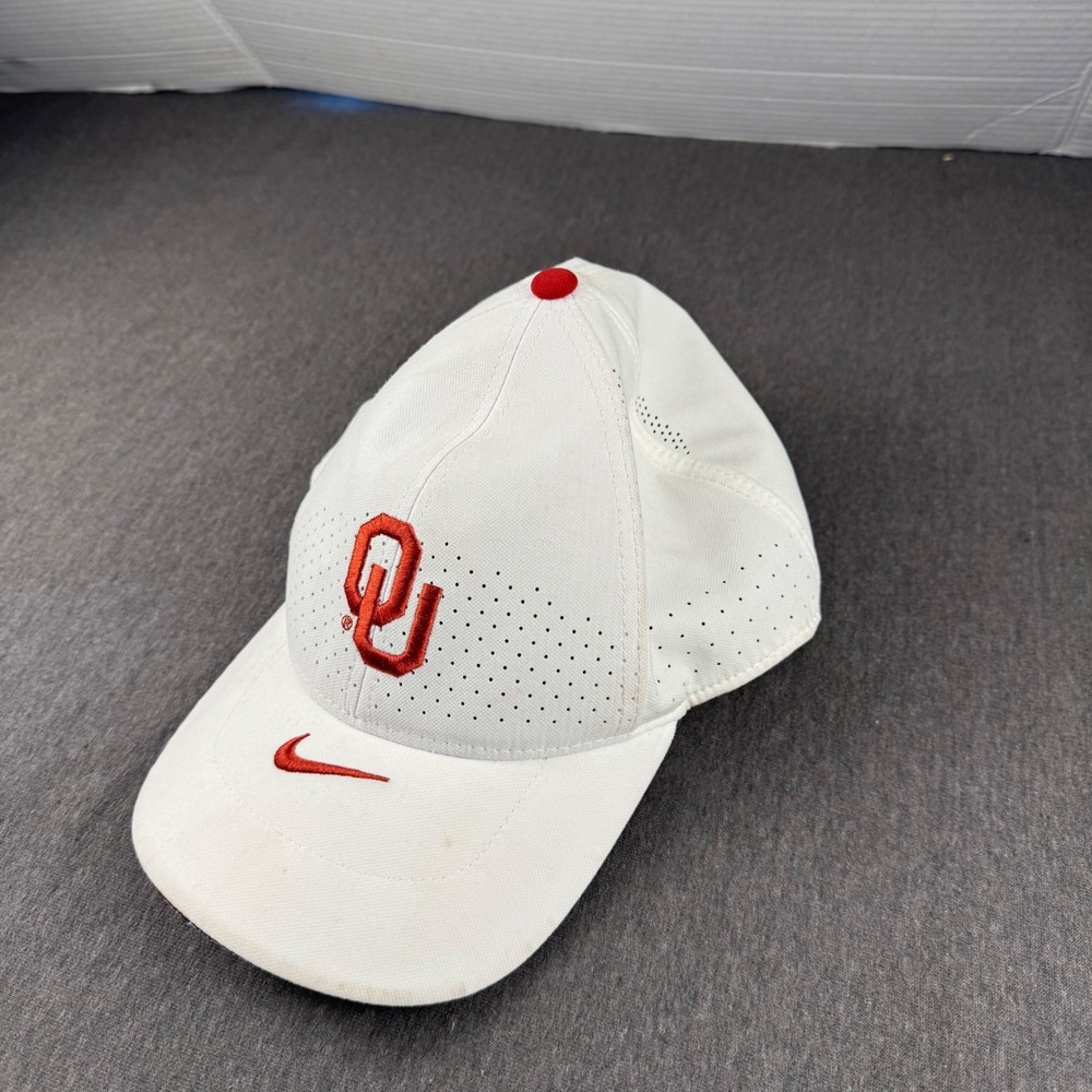 Nike Oklahoma Sooners OU Dri-FIT Adjustable Hat White Mens Heritage 86 Cap